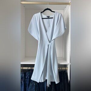 Topshop Sky Blue Textured Fabric Wrap Dress